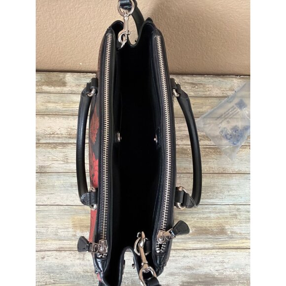 Coach F76681 Surrey Carryall Thorn Roses Print Black Leather Satchel Pre-owned - Picture 13 of 16